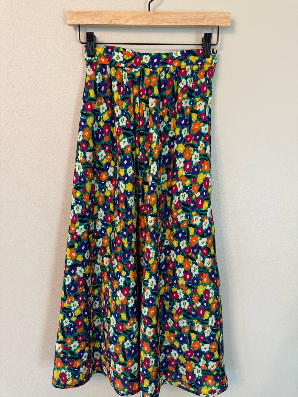 Vintage Valentino Night Amen Wardy Floral Silk Feel Midi Skirt 4